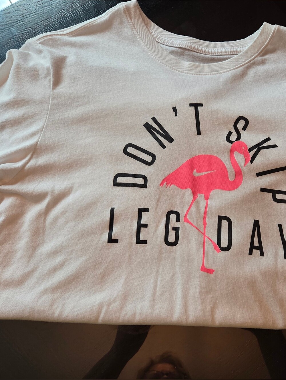 "Don't Skip Leg Day" Flamingo Nike Tee - Pink & Black